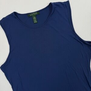 Lauren Ralph Lauren Navy Blue Modal Blend Sleeveless Shirt Tank Top XL